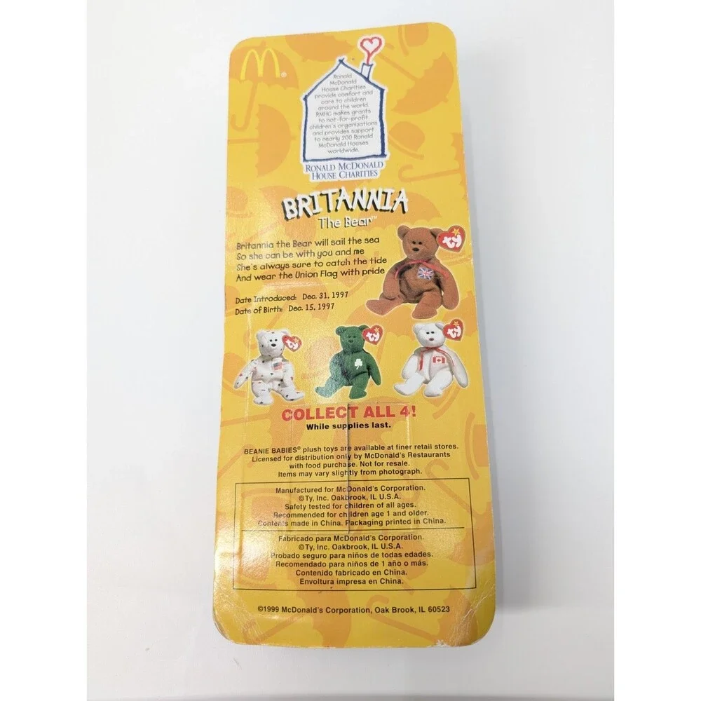 Britannia The Bear Beanie Baby Collectible McDonald's Happy Meal 1997